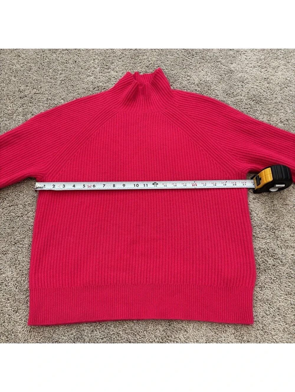 J. Crew Thick Ribbed Knit 100% Cashmere Mock Neck Sweater Womens Small Hot Pink